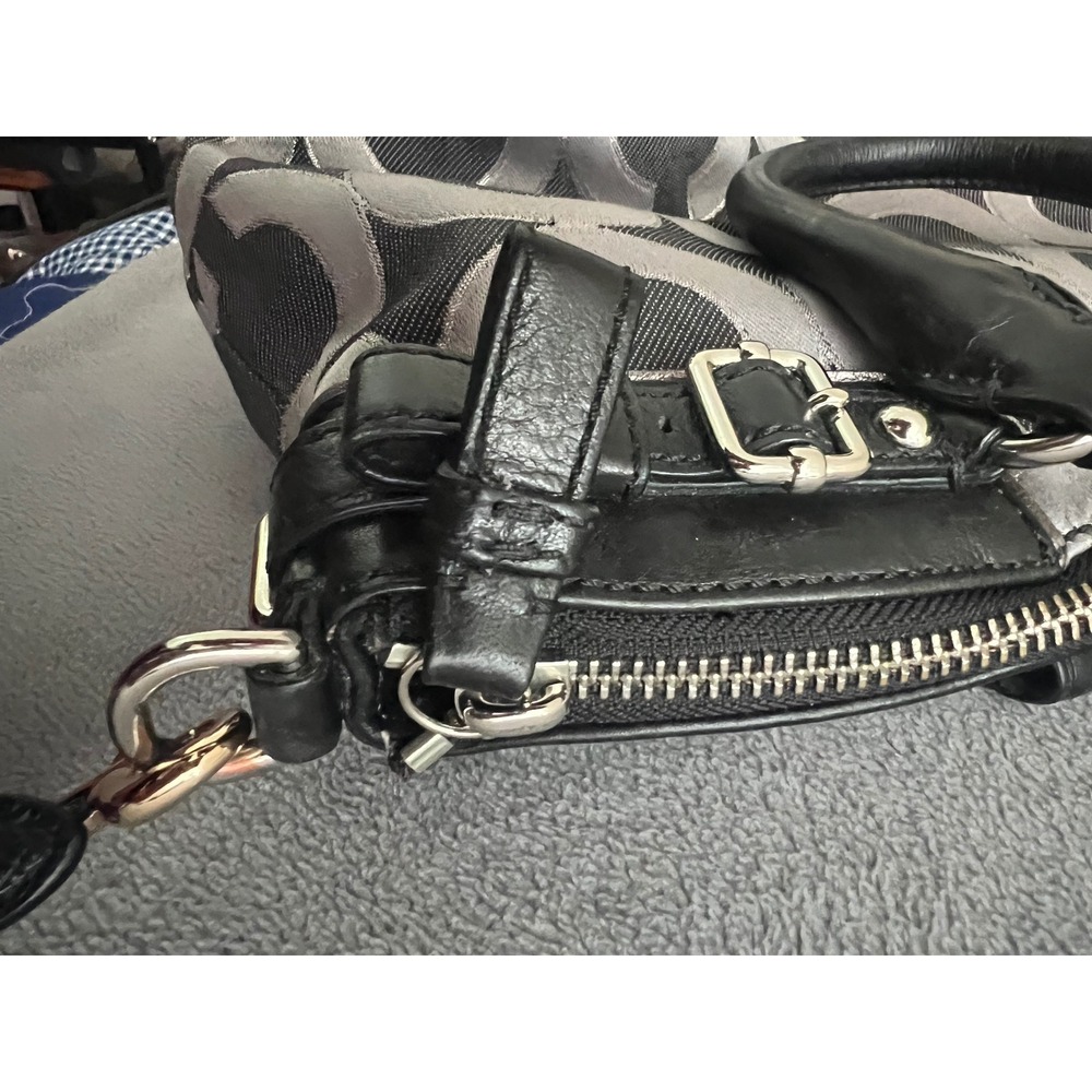 Coach Madison Optic Art Maggie Black Silver Jacquard Satchel Bag 18604 - Picture 15 of 16